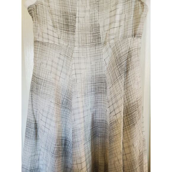Deca de Vous a Nous Paris White Geometric Lines Lagenlook Midi Dress, Size Small - Picture 10 of 13